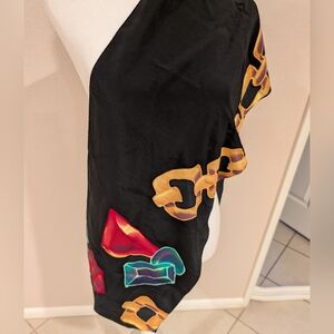 Vintage Besley's Chicago 100% Silk Scarf, Chain And Jewels Print .58" Long.EUC